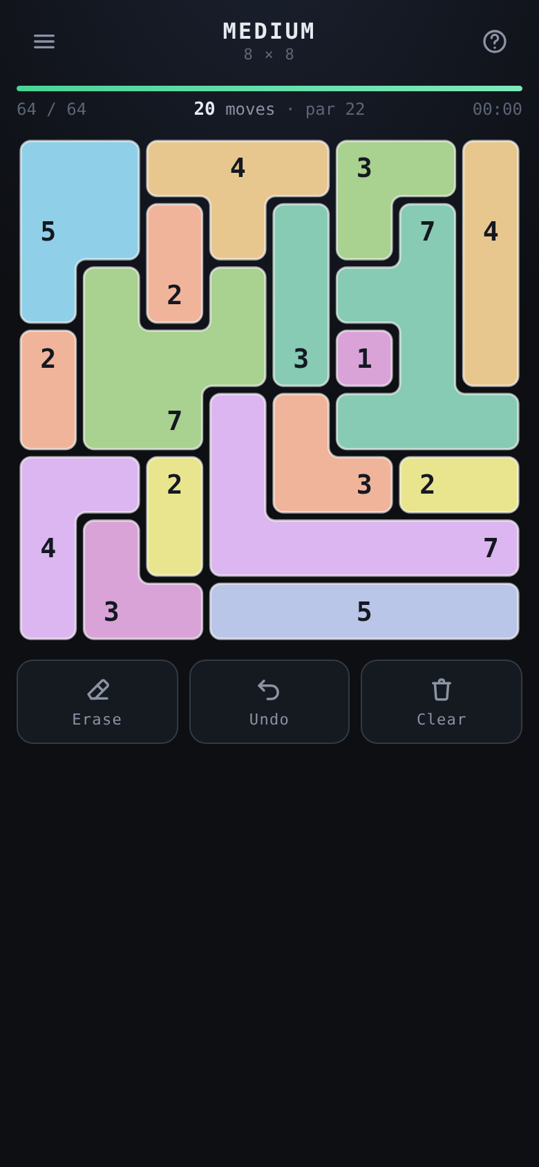 A finished Grid Fill board.
